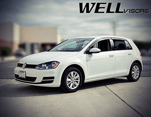 WellVisors Replacement for 2015-2020 Volkswagen Golf 5Dr Hatchback Side Rain Guard Window Visors Deflectors Black Trim 3-847VW009