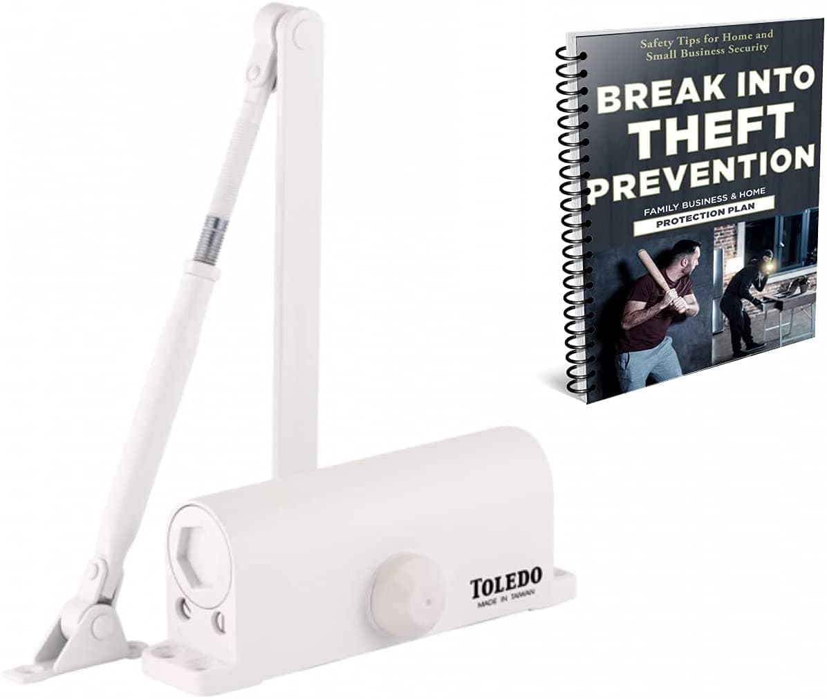 Door Closer White Finish Size 2 Spring for Wood, Metal Or Glass Residential/Commercial Doors (Toledo Self Closing Automatic Door Closer) (White TC2 (55-99LBS))