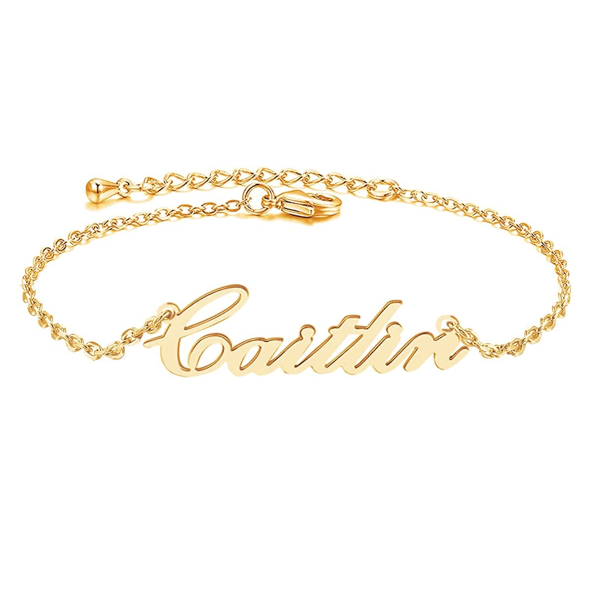 Personalized Name Bracelet or Anklet for Women Birthday Gifts, Custom Bracelets with Name Heart Chain Bracelet Cuff Women Gifts