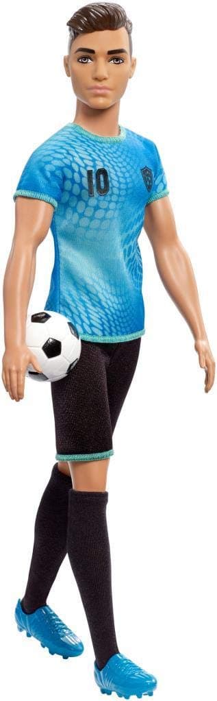 Ken Soccer Player Doll with Soccer Ball Wearing Soccer Uniform Accessorized with Soccer Socks and Cleats, Gift for 3 to 7 Year Olds​​​​ FXP02