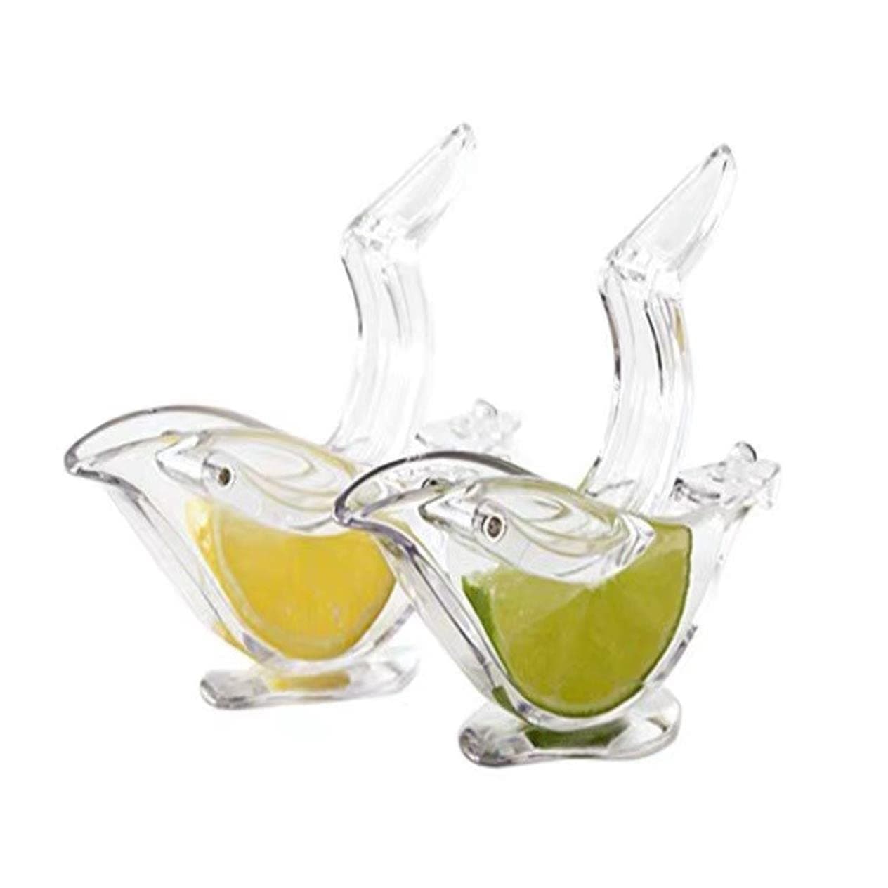 New Acrylic Manual Lemon Slice Squeezer, Portable Transparent Fruit Juicer, Elegance Bird Shape, Hand Juicer for Orange Lemon Lime Pomegranate (4Pcs) (2Pcs)