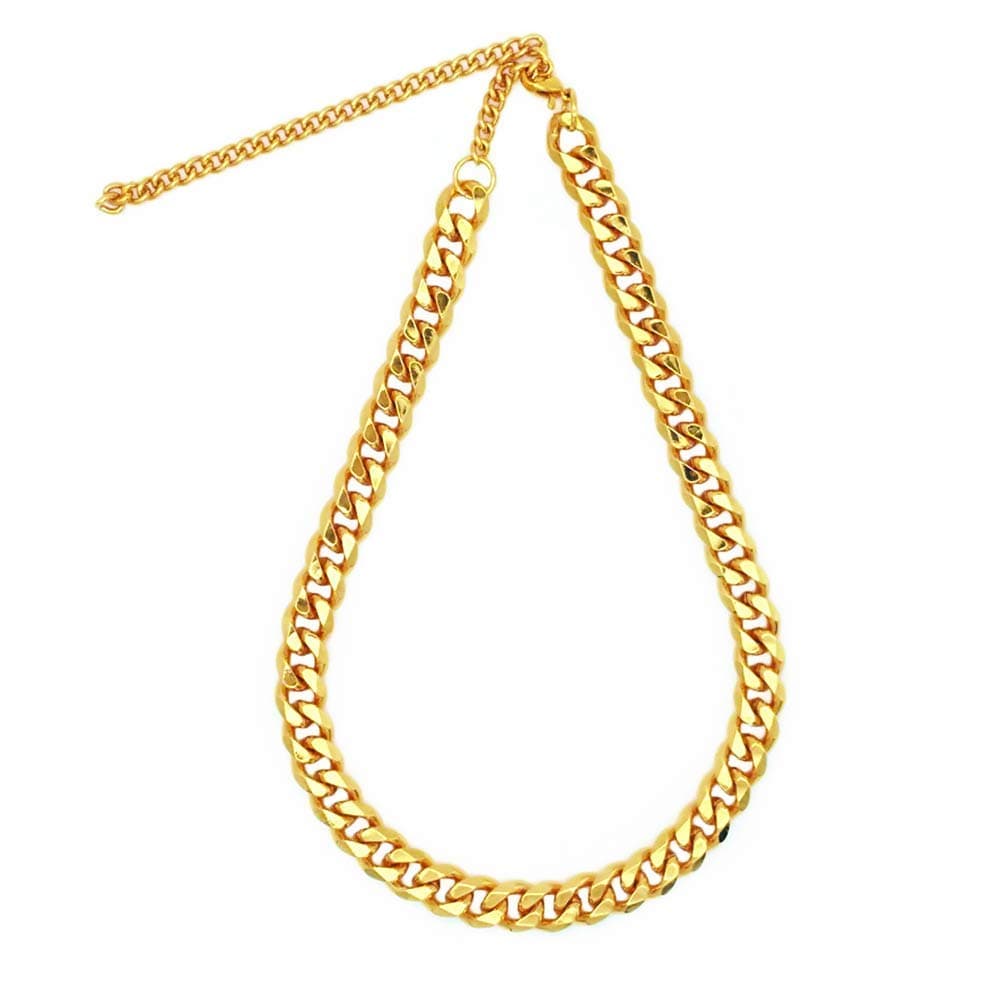 TUOKAY Direct Big Flat Faux Gold Puppy Chain Dogs Fashion Fake Gold Costume Necklace Chain Dog Collar, 12mm, 15" with Adjustable Link Chain