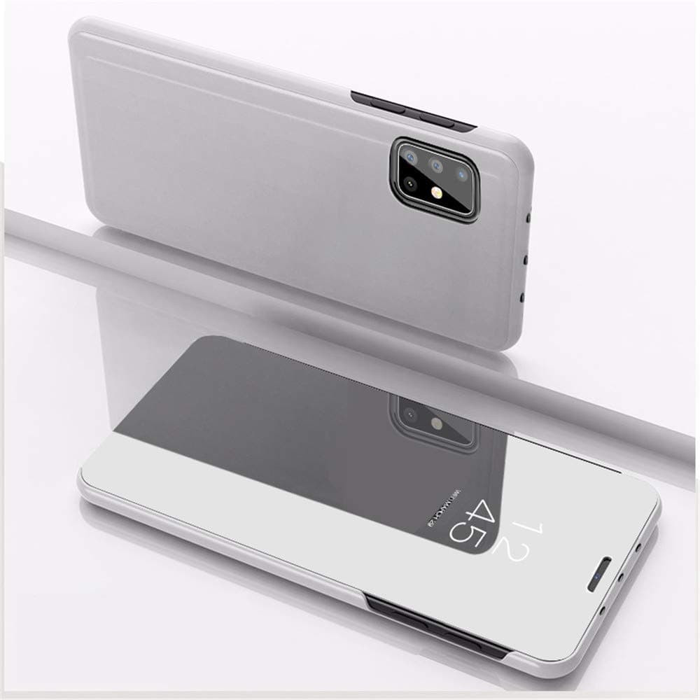 EMAXELERR Samsung Galaxy M31 Case Cover Stylish Mirror Plating Flip Full Body Protective Reflection Ultra Thin Hard Anti-Scratch Shockproof Frame for Samsung Galaxy M31 Mirror:Silver