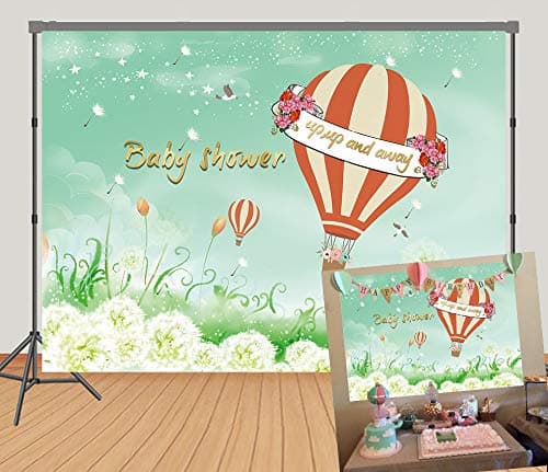 GYA 7x5ft Dandelion Hot Air Balloon Adventure Backdrop Baby Shower Up Up & Away Birthday Party Cake Table Photography Background Boy Girl Kids Adult Family Birthday Party Banner Vinyl Decoration