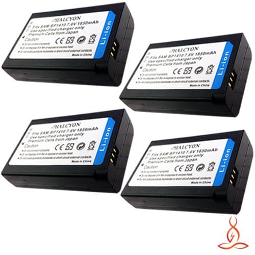 Four Halcyon 1850 mAH Lithium Ion Replacement Battery for Samsung NX30 Digital Camera and Samsung BP-1410