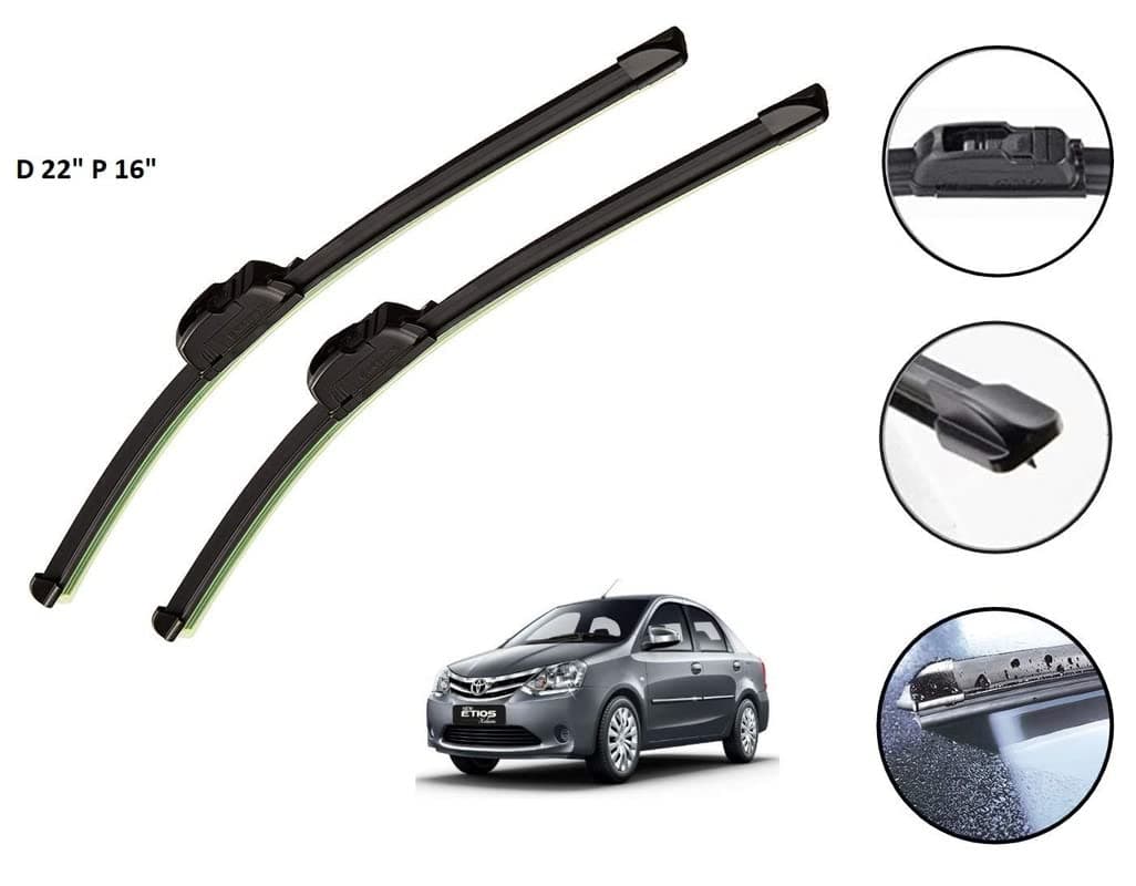 Kylo Perfect Fitting Frameless Windshield 100% Scratch Proof Cleaning Water Repellant Silicon Wiper Blades Suitable for ETIOS D 26,P (Set of 1)