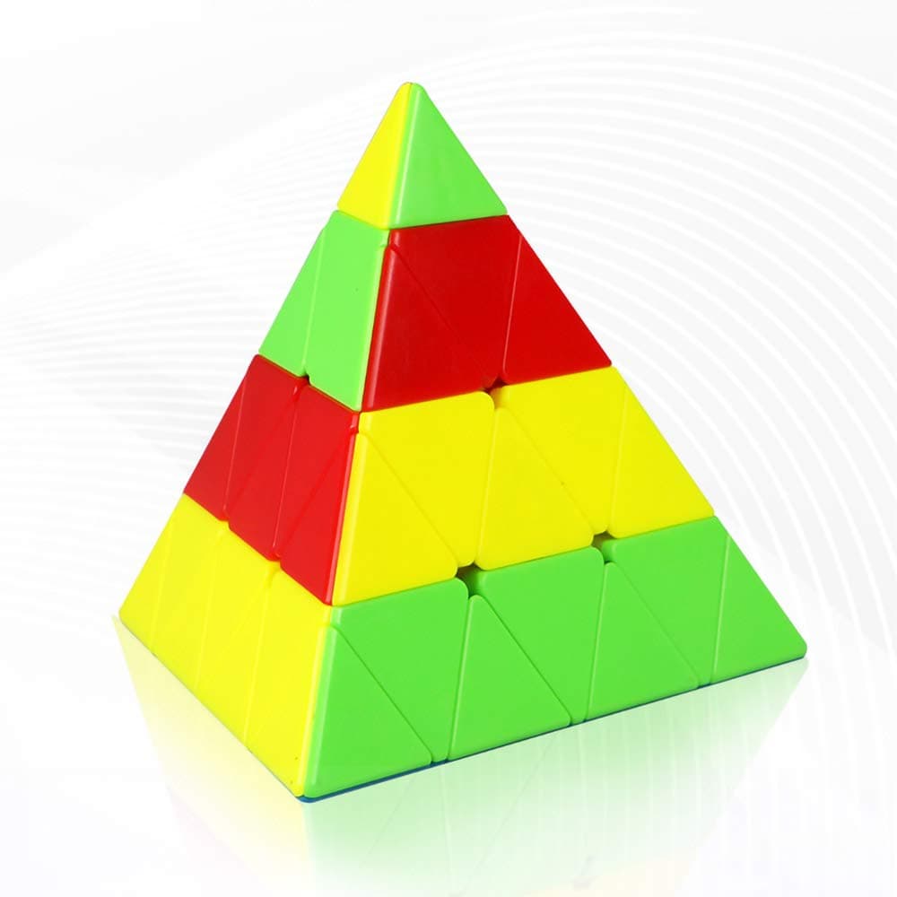 FunnyGoo Mofangge 4x4 Pyramid Triangle Pyraminx magic puzzles cubes with One Display Stand (Stickerless)