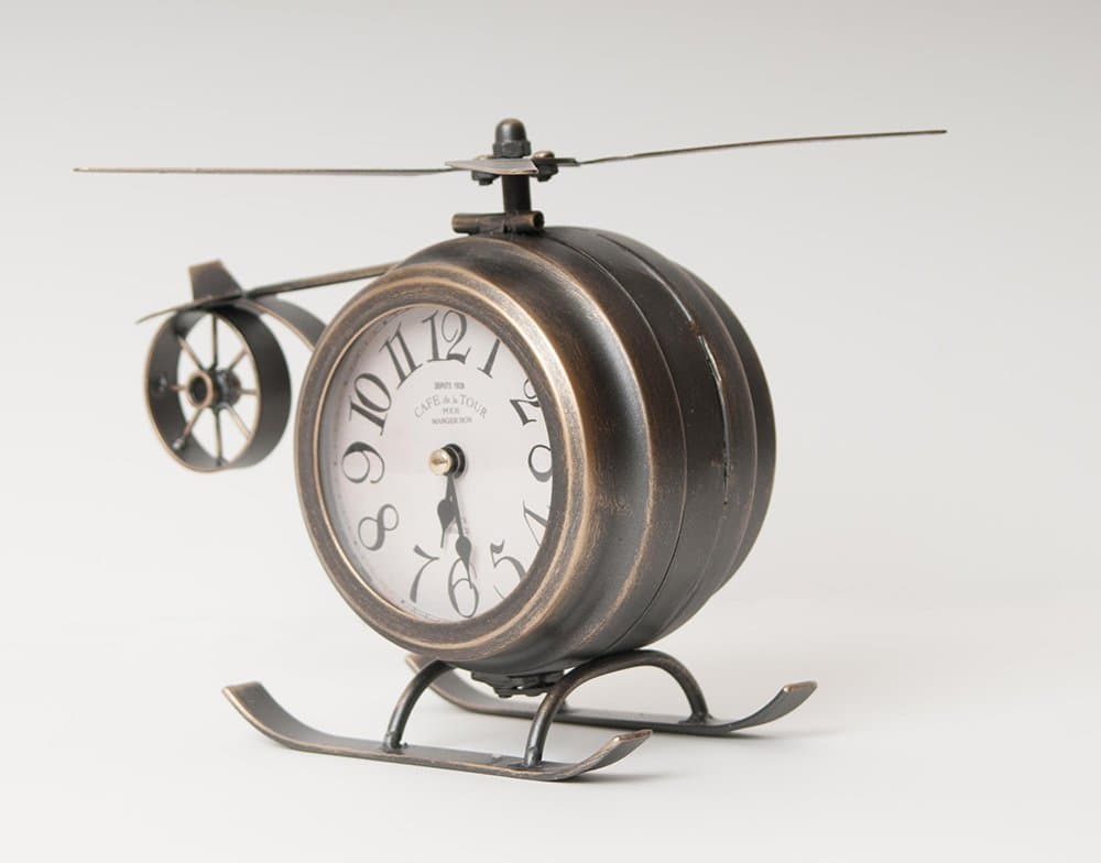 Vintage Helicopter Metal Double-Sided Table Desk Clock (Bronze) …