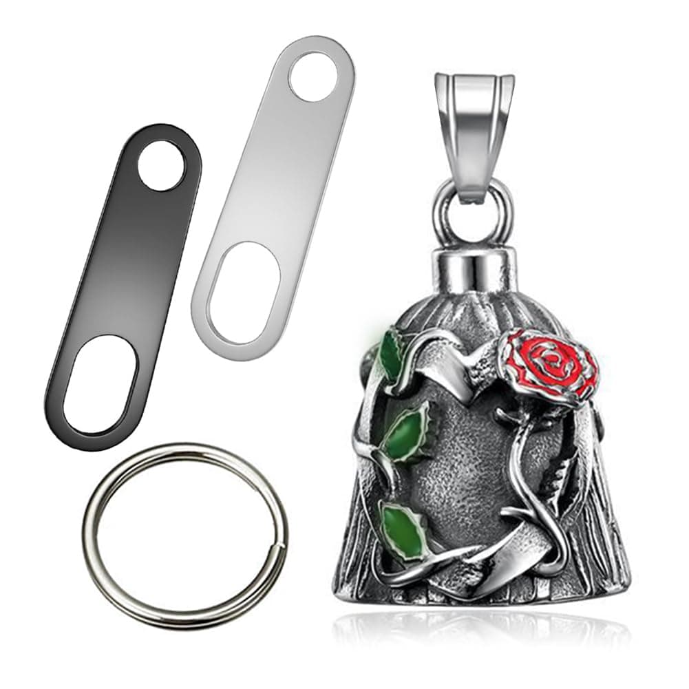 Guardian Angel Motorcycle Bell Handful Good Luck Bells Drive Safe Pendant Accessories Lead-Free Pewter Bike Bell (Rose Bell)