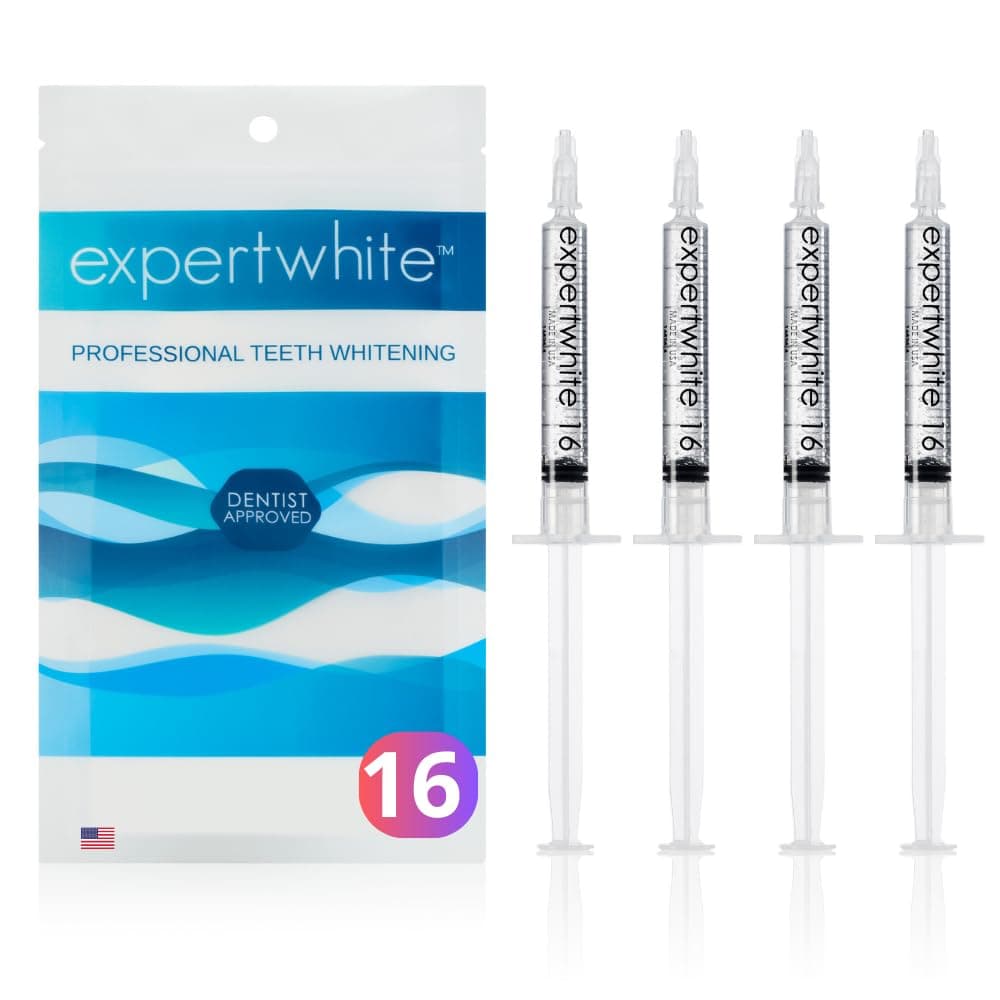 16% Carbamide Peroxide Teeth Whitening Gel – Sensitive Teeth Formula – Made in USA – Professional Refill Syringes (4 x 3cc) for Use with Whitening Trays