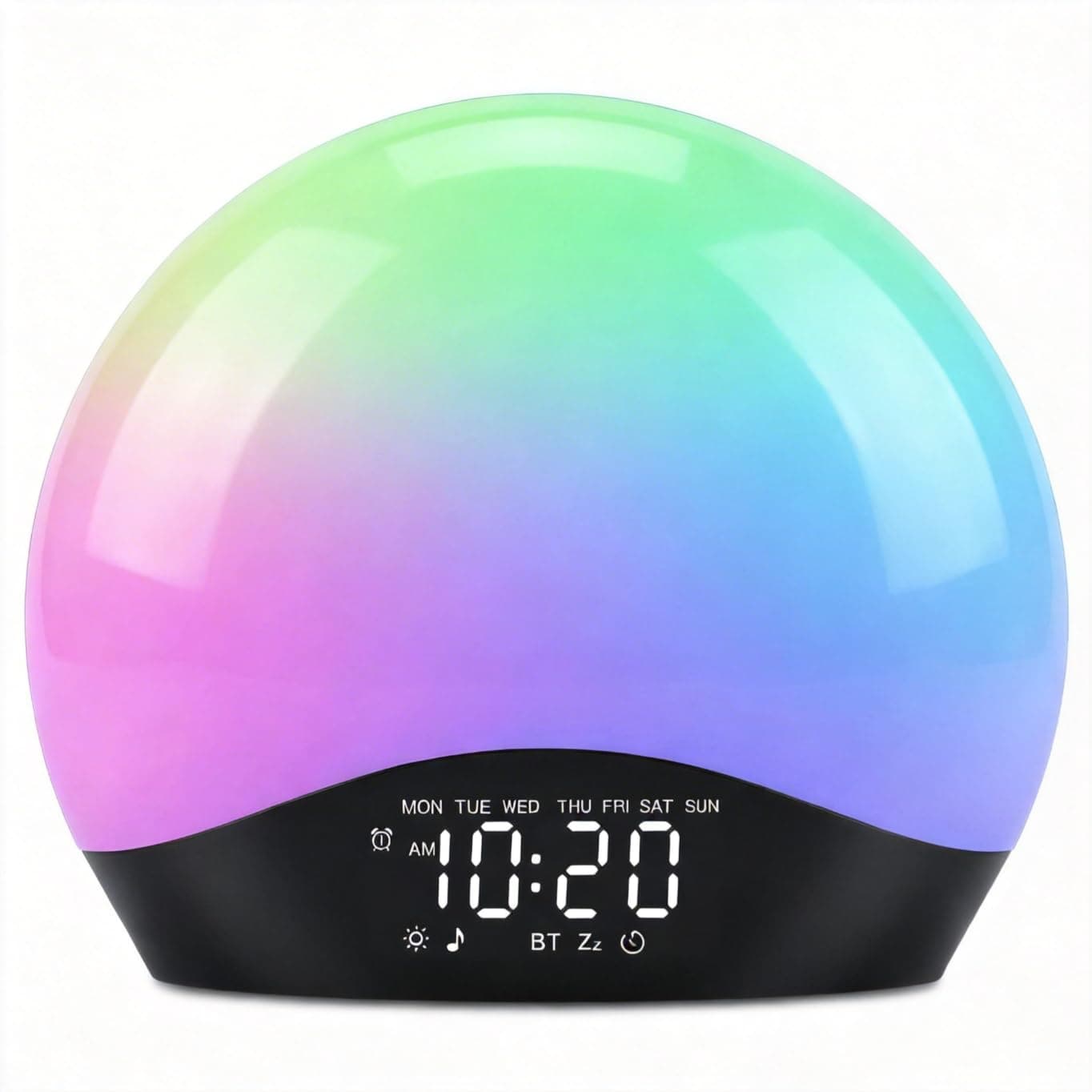 JALL Sunrise Light Alarm Clock for Kids, Sleepys, Bedroom, Bluetooth Speaker with 22 Natural Sounds, White Noise, Dual Alarms, FM Radio, 17 Color Night Lights, Ideal for