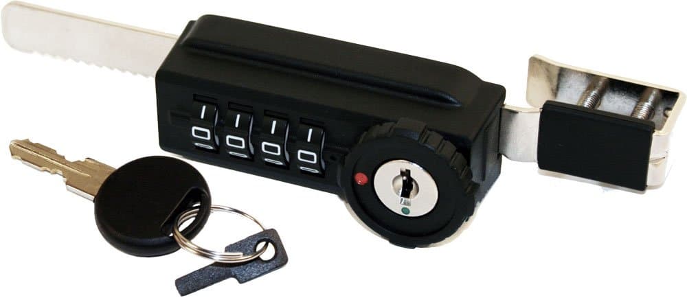 7865S 4-Dial Sliding Combination Ratchet Lock with Key Override for Glass Display Cases, Chrome (7865S+Key)