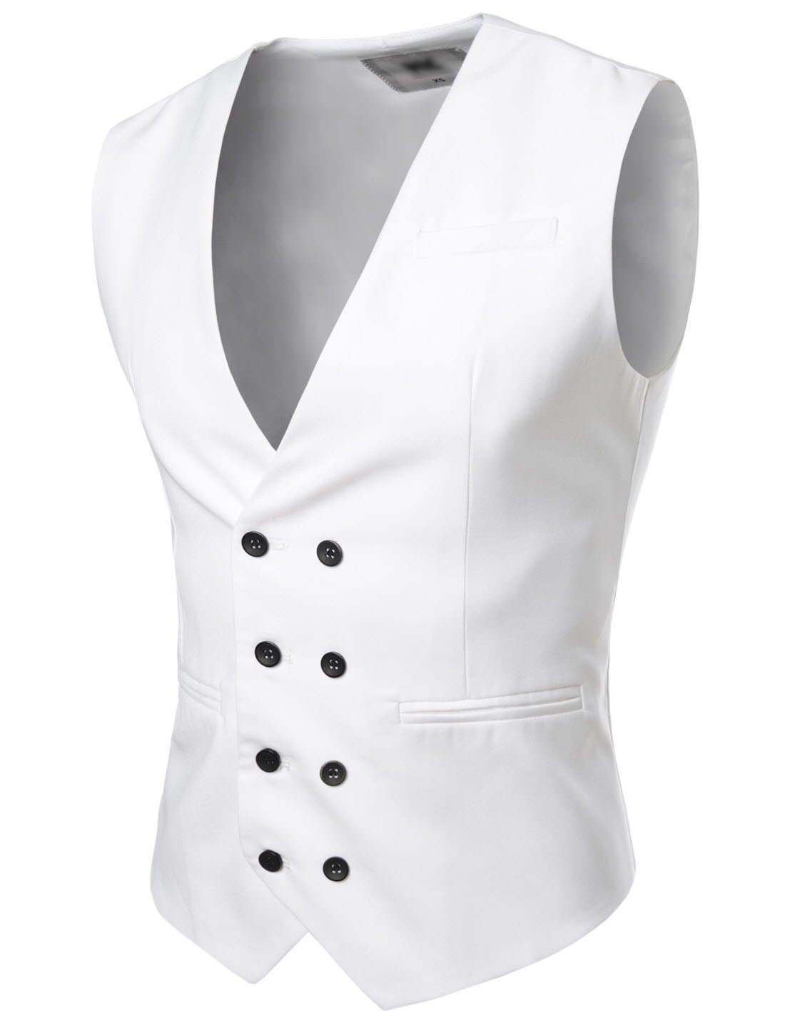 Showblanc (SBNKVE603) Attractive Mens 8 Button Double Breasted Business Vest WHITE US XL(Tag size XL)