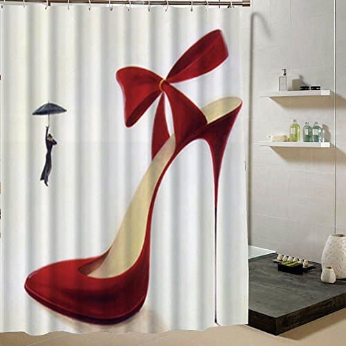 Custom Red High Heel Sxey Print Home Fashion Bath Decor Polyester Fabric Shower Curtain with Hooks 66x72inch