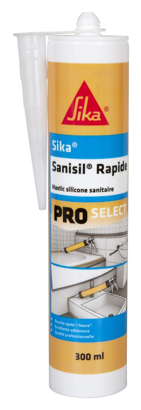 SIKA 579734 Fast Saniil Anti-Mould Silicone sealant with a Quick Grip for Sanitary use, Translucid, 300ml