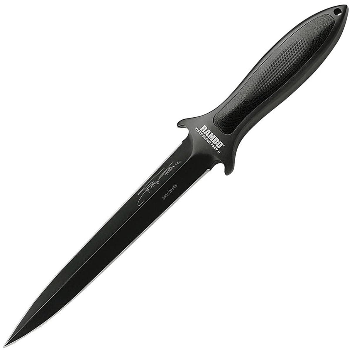 Rambo 9434 6.13" Full Tang Blade Solid Black Fixed Knife + Sheath