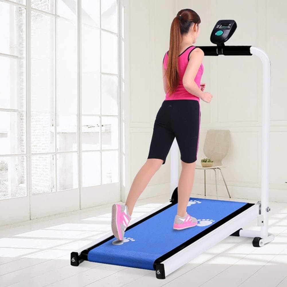 KLY Folding Treadmill Non-Motorized Walking Jogging Running Machine with Display - for Home Gym Cardio Fitness Exercise Trainer (Blue)