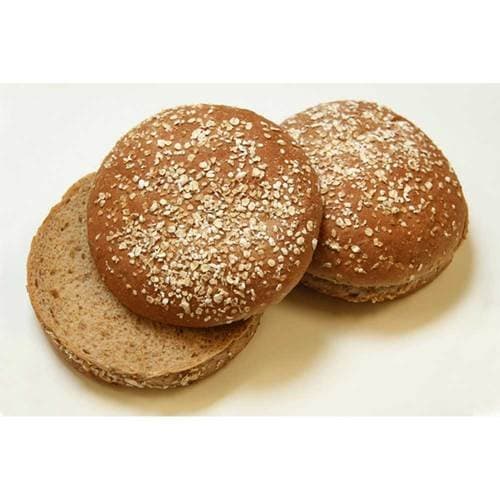 Rotellas Dark Wheat Oat Topped Hamburger Bun - 8 count per pack -- 12 packs per case.