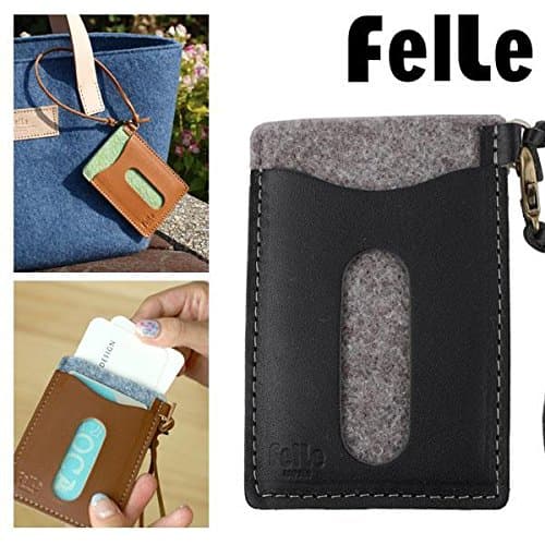 FelLe Felt and Genuine Leather Recycled Pass Case (Dark Gray)