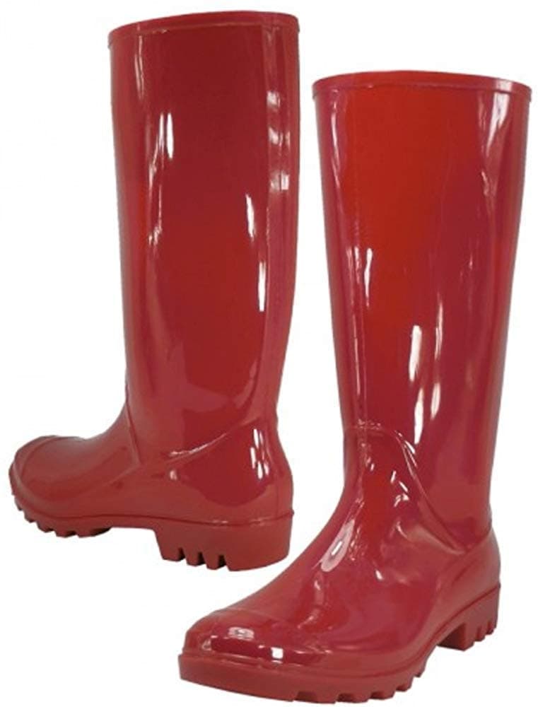 Rain Boots, Waterproof Shoes, Rubber Boots (8, Red)