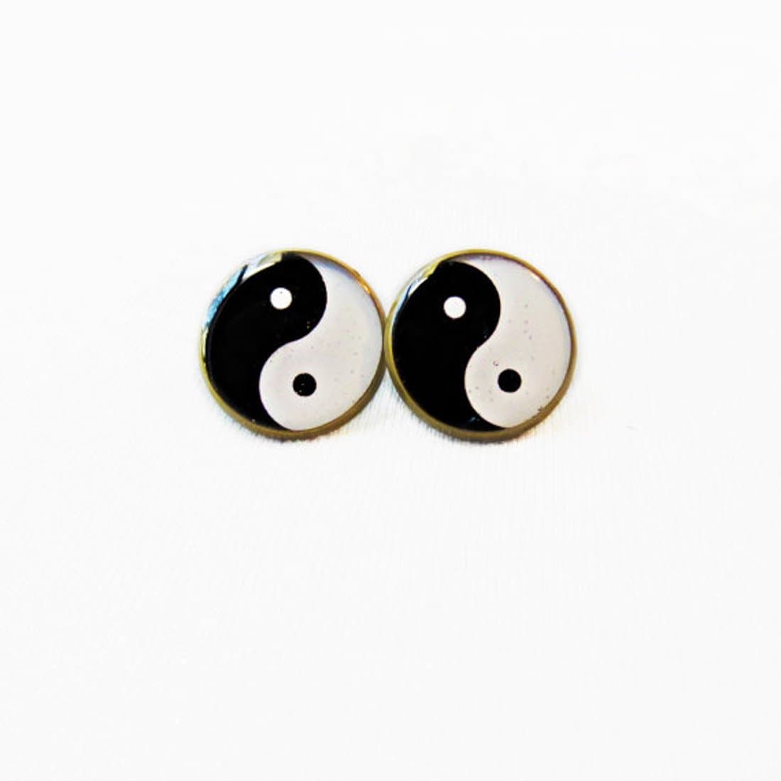 Yin Yang Earrings -Black And White Pop Culture Jewelry Hippie Jewelry
