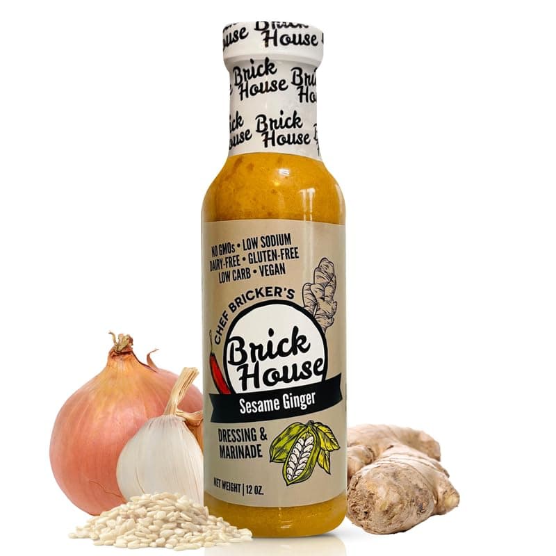 Sesame Ginger Salad Dressing Vinaigrette, 12 oz - Vinaigrette Inspired by Asian Salad Dressings - Vegan, Low Carb, Low Sodium Sesame Dressing, No Preservatives, Made in USA