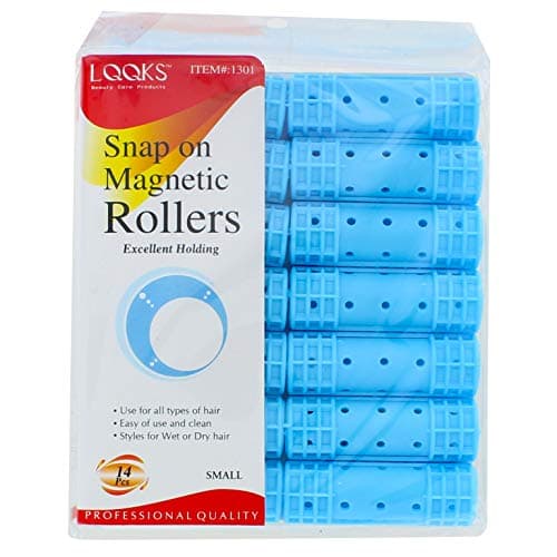 Snap On Magnetic Rollers Curler Hair Wave Set Large Jumbo Medium Small Size (SMALL - BLUE - 14PCS)