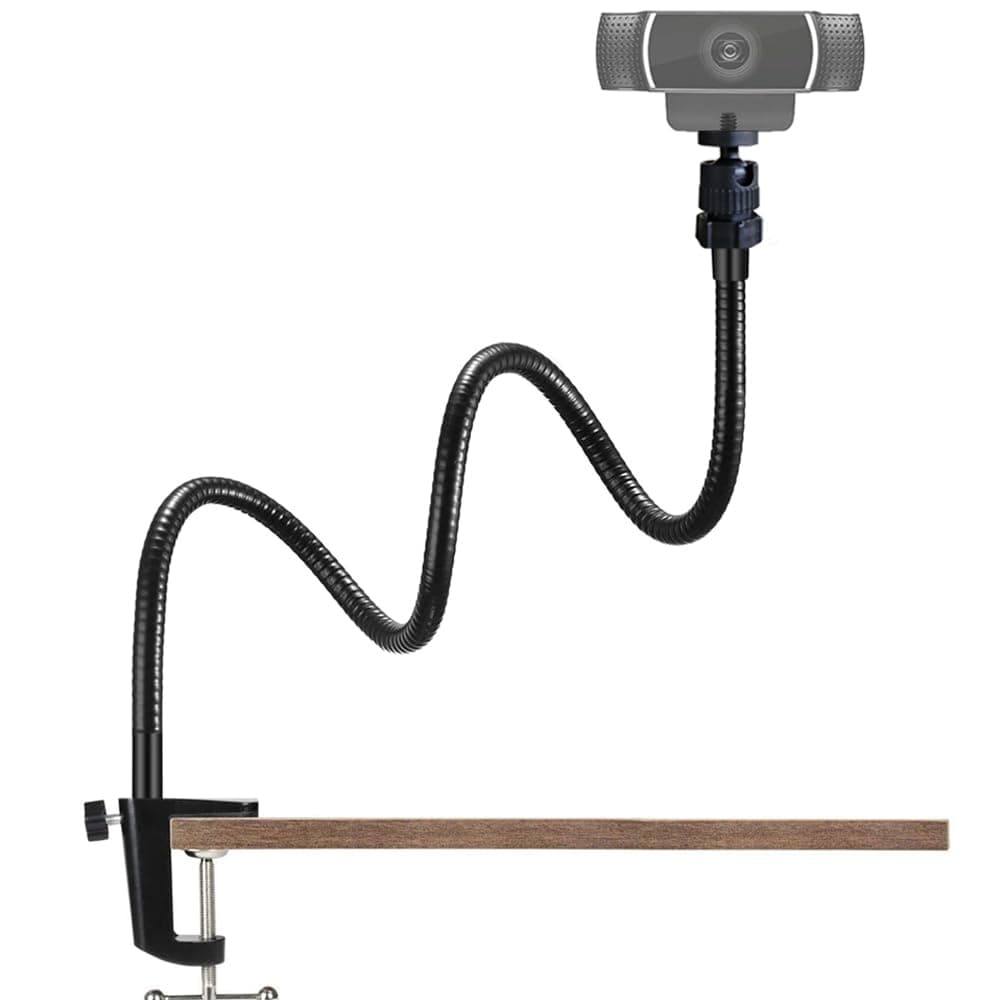 Adjustable 27" Gooseneck Desktop Webcam Stand Holder Camera Desk Clamp Mount for Logitech Webcam C925e C922x C922 C930e C930 C920 C615 and More (1/4" Threaded)