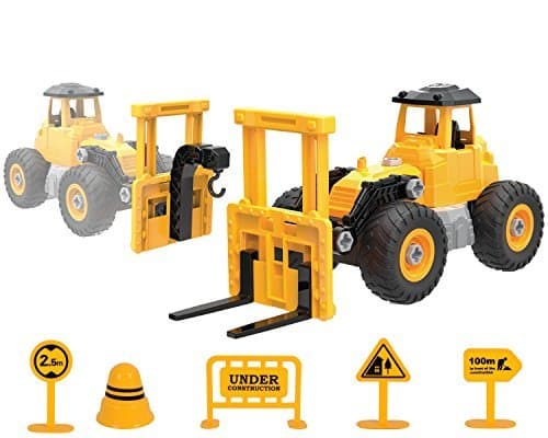 Tevelo Take-A-Part Toy 2 in 1 Construction Truck (54 Pieces) | Forklift | STEM Learning, Engineering Building, Take Apart Tools Play Set Best Gift for Kids Ages 3 & Up