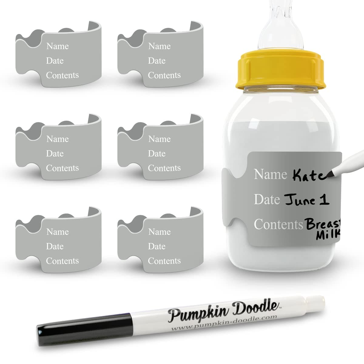 Pumpkin Doodle The Original Write and Reuse Baby Bottle Labels for Daycare