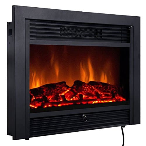 LHONE 28.5" Fireplace Electric Embedded Insert Heater Glass View Log Flame Remote Home Fire Crackler Sound