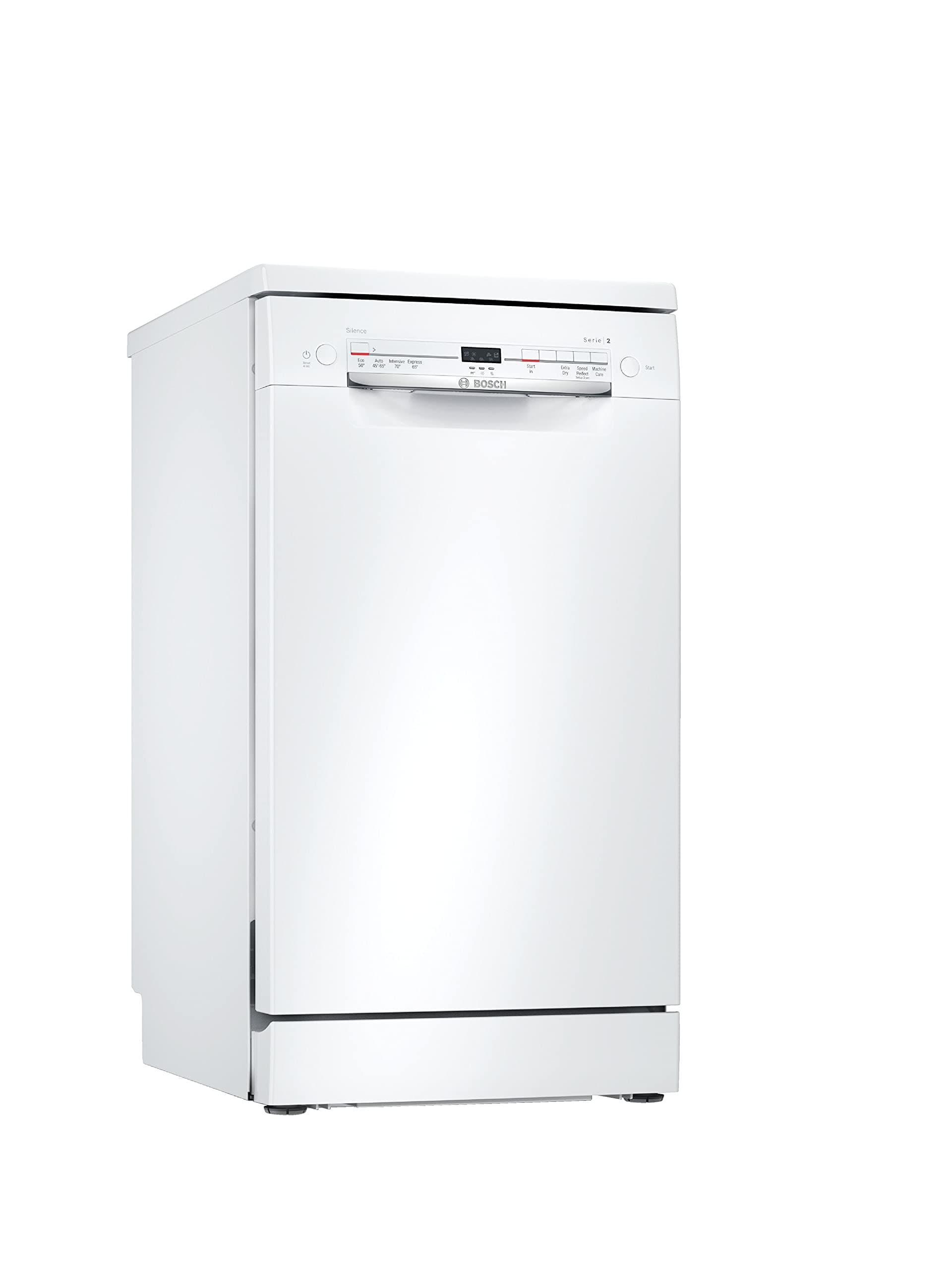 Bosch Home & Kitchen Appliances SRS2IKW04G Serie 2, Freestanding Dishwasher, ExtraDry, Glass Protection, VarioSpeed Plus, 9 place settings, 45 cm wide, White