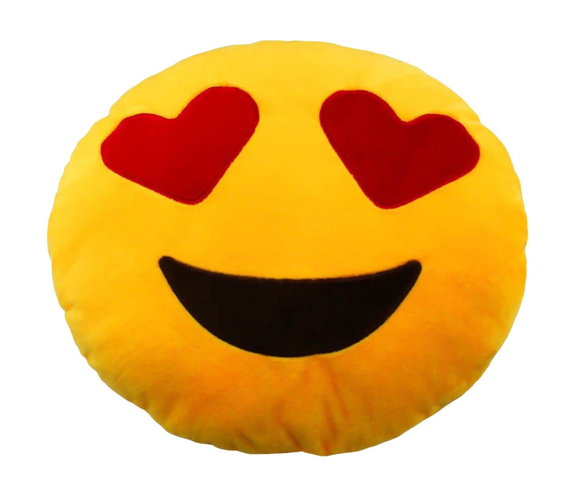 Zemojis Soft Stuffed Cushion Emoji Throw Pillow (Smiling Face with Heart Eyes)