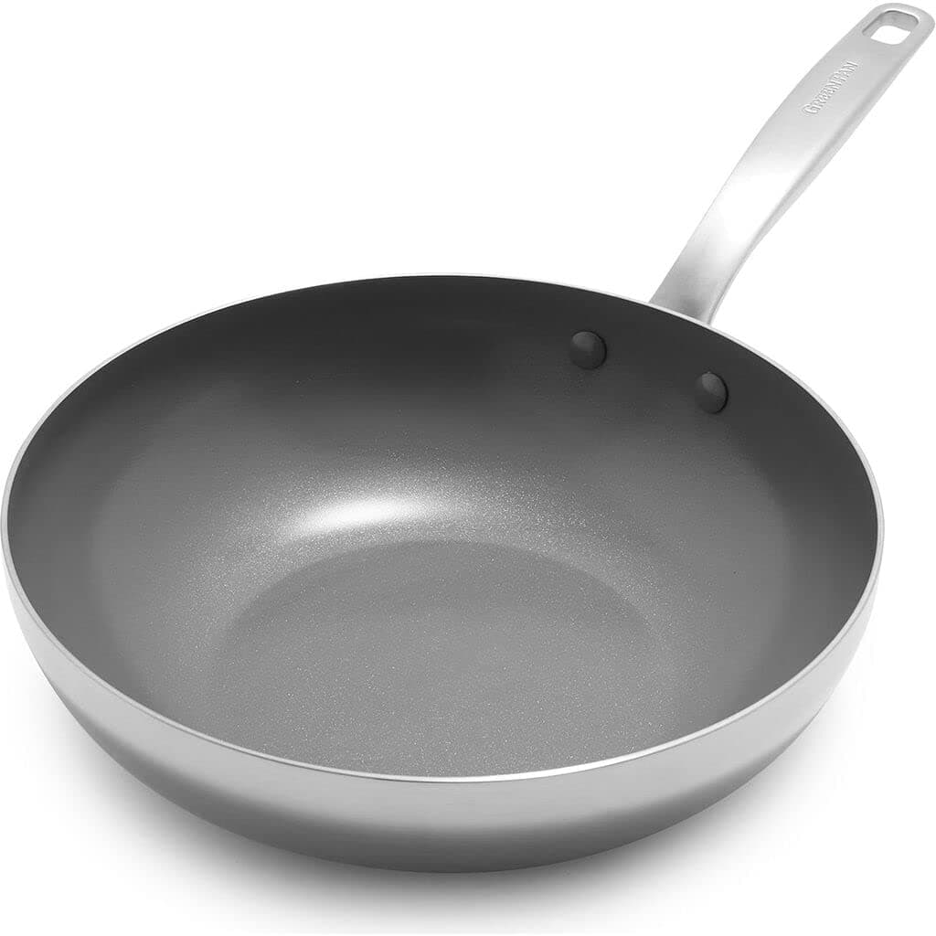 Chatham Tri-Ply Stainless Steel Healthy Ceramic Nonstick 11" Wok Pan, PFAS-Free, Multi Clad, Induction, Dishwasher Safe, Oven Safe, Silver