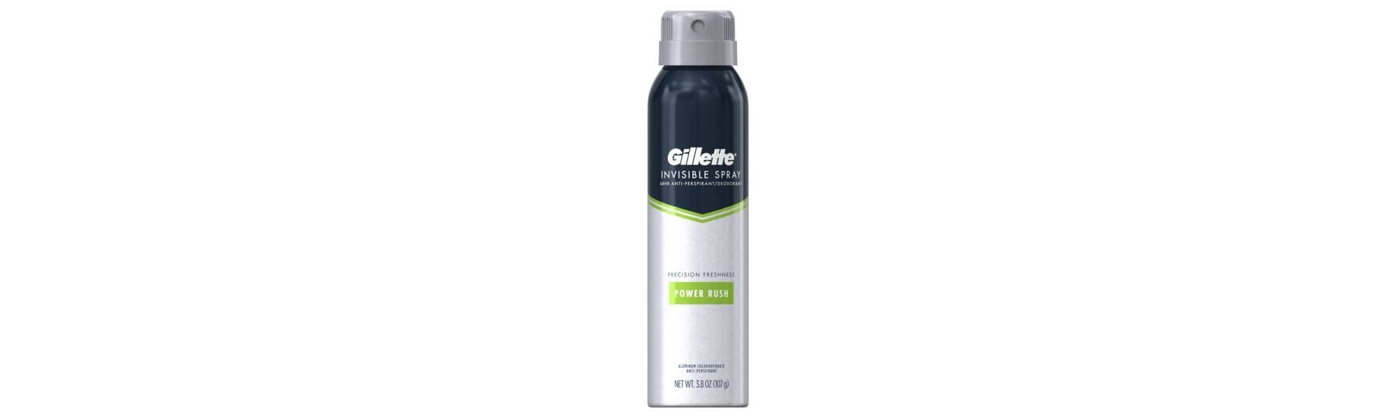 Gillette Power Rush Invisible Spray Antiperspirant and Deodorant 3.8oz , pack of 1