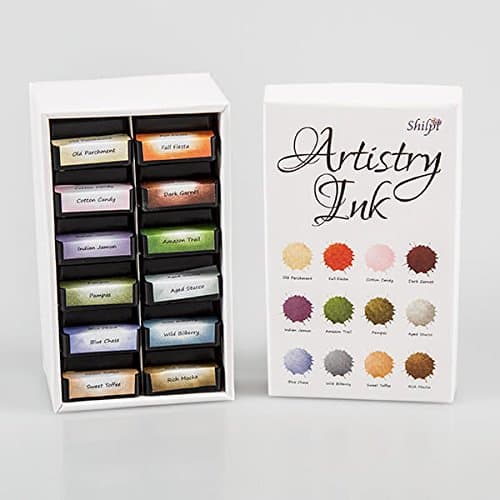 Artistry Ink Mini Ink Pads - Old Parchment - Set of 12 with Storage