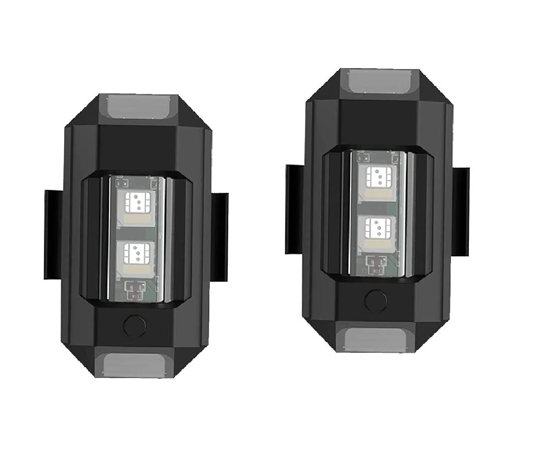 PA Wirless Mini Strobe LED Aircraft Warning Lights Motorcycle Flashing USB Charging Light Anti-Collision Kit Accessories (Multicolor) Pack of 2
