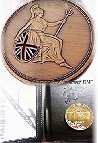 Mayflower CNF Coin &Leather Holder - Monarchy of The United Kingdom Challenge Coin