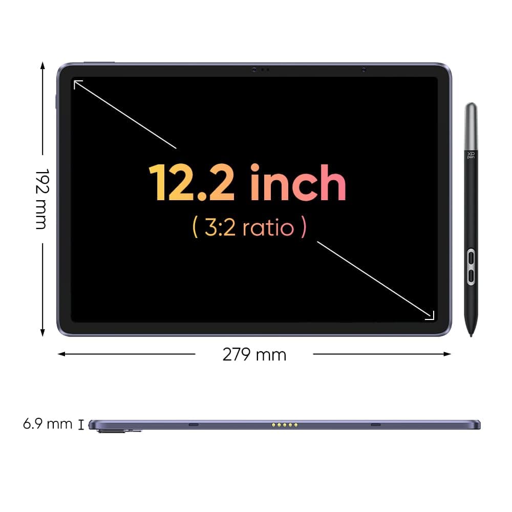 XPPen Magic Drawing Pad 12.2 Inch Standalone Drawing Tablet No Computer Needed with 16384 Pressure Levels X3 Pro Battery-Free Pencil Paper-Like Screen 8GB + 256GB Portable for Digital Drawing Artists