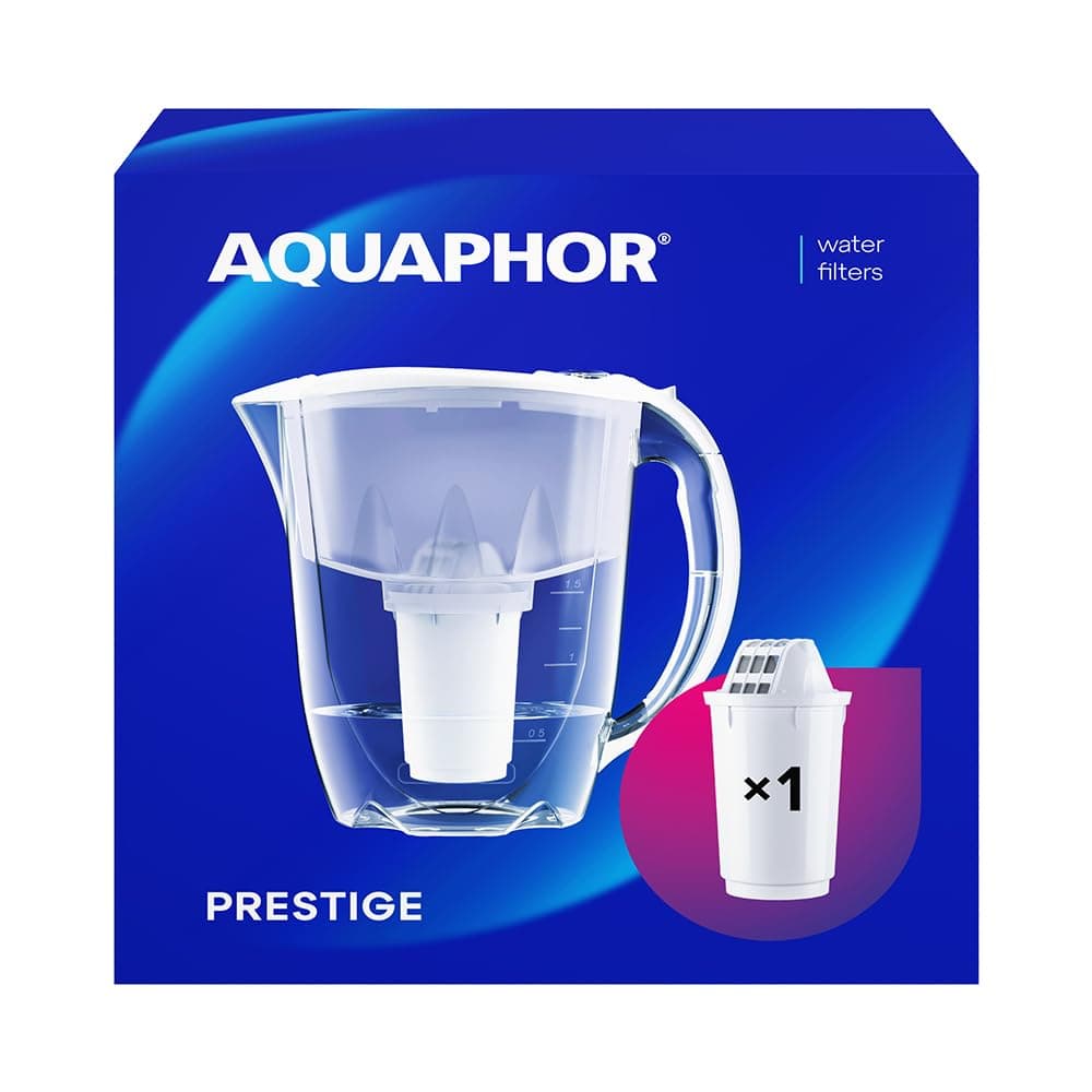 Water Filter Jug Prestige I 1 X A5 Filter Included I Capacity 2.8l I Fits in the fridge door I Reduces Limescale Chlorine & Microplastics White