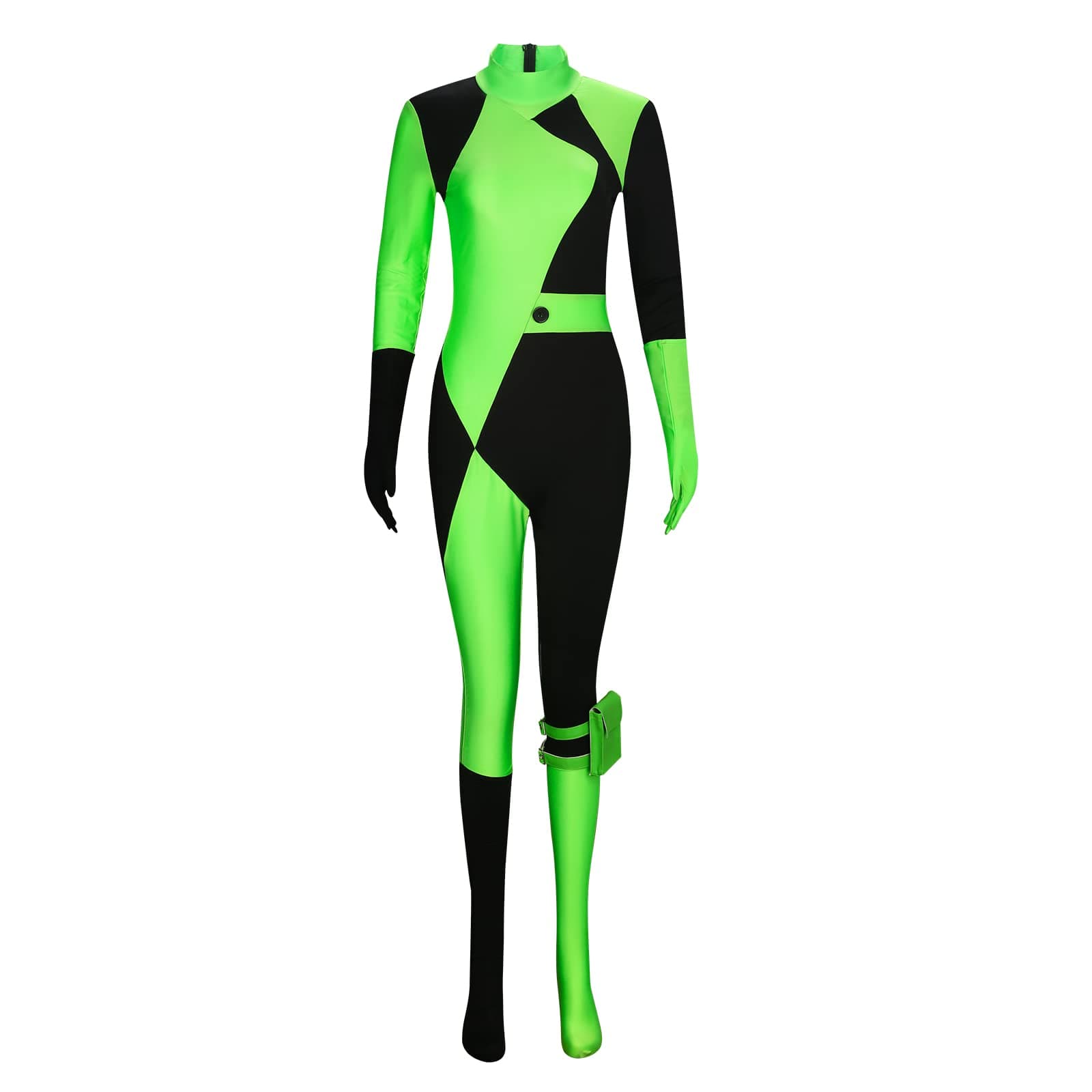Shego Costume Bodysuit Female Kim Possible Cosplay Outfits Zipper Halloween Elastic Spandex Jumpsuit Adult Size
