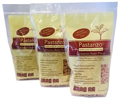 Pastanzo Handmade Low Glycemic Garbanzo Bean Pasta - Elbow Macaroni 8oz 3-pack