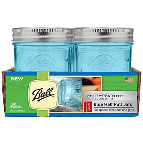 Mason Jars 4- 16 oz. Blue Wide Mouth Jars Wide Mouth Blue Glass Quart Size Mason Jars /6.5in. Tall x 3.7in. Widelids Included