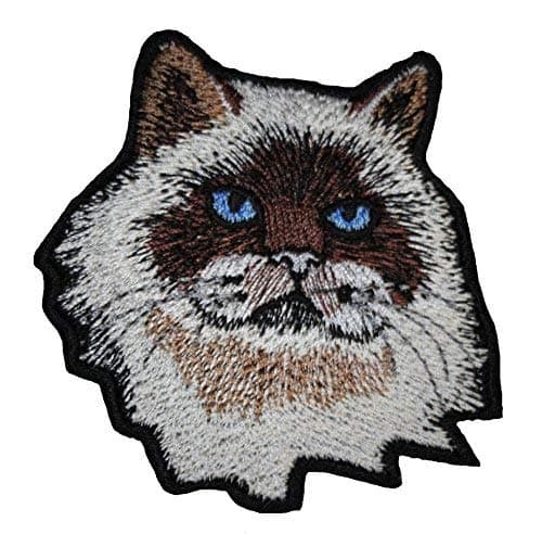 A-3,Extra Strong Glue Himalayan Cat DIY Embroidered Sew Iron on Patch 2.75 x 2.83 inches (7 x 7.2cm)