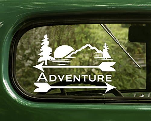 2 Adventure Outdoor Nature Decal Stickers White for Window Car Truck Laptop Bumper Rv