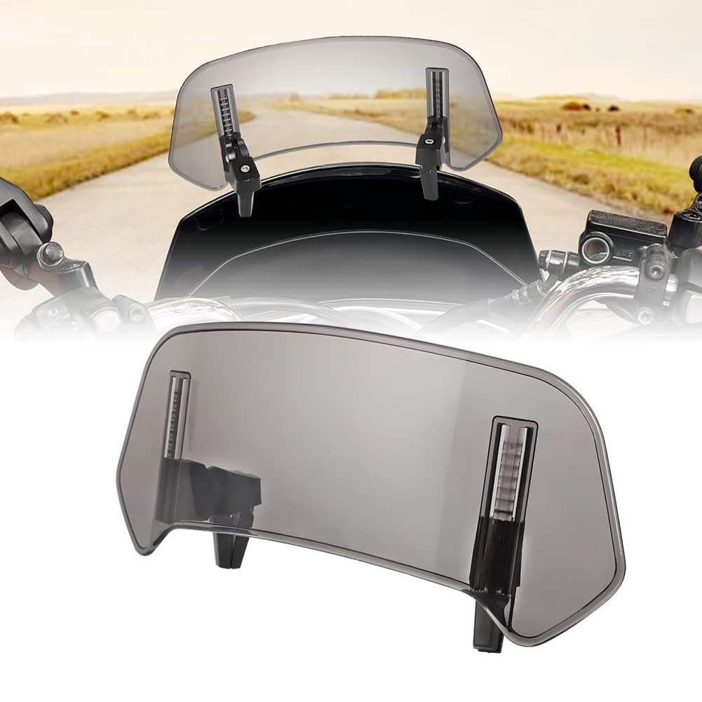 motoparty Universal Adjustable Clip-on - Motorcycle Windshield Extension - Fits for Honda Suzuki Kawasaki Yamaha BMW Buell Ducati Aprilia and More Motorcycle Windshields (Grey)