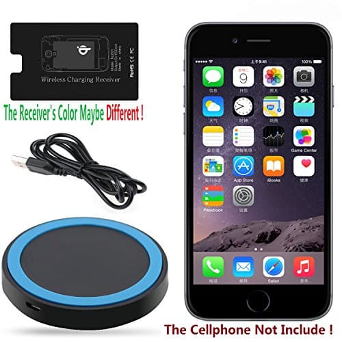 Qi Wireless Charging Charger Pad with Qi Wireless Charger Charging Receiver Kit (For Smartphone Without Qi Device) (Qi wireless charger & reciver for Iphone 6/6 plus)