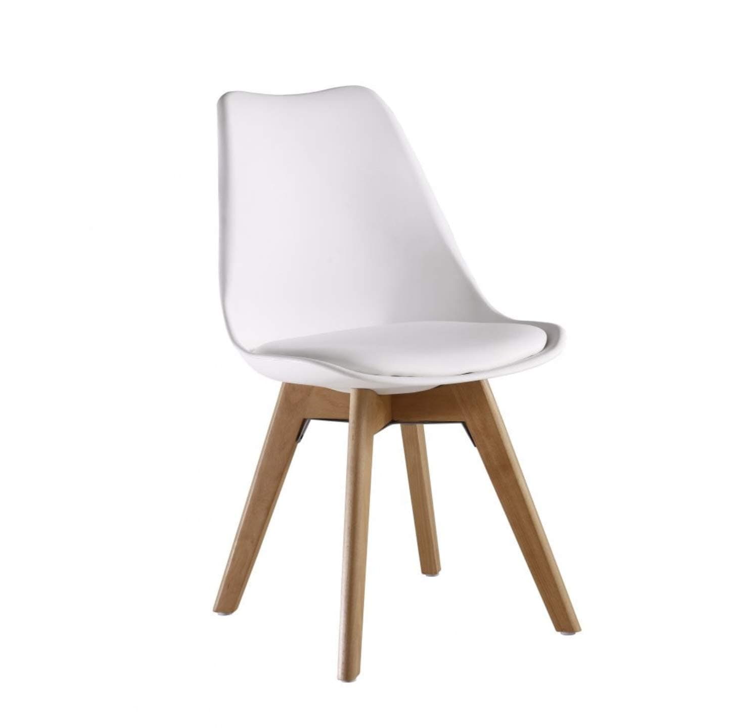 P&N Homewares Plastic Shell Tulip Lorenzo Retro Dining Chair, White