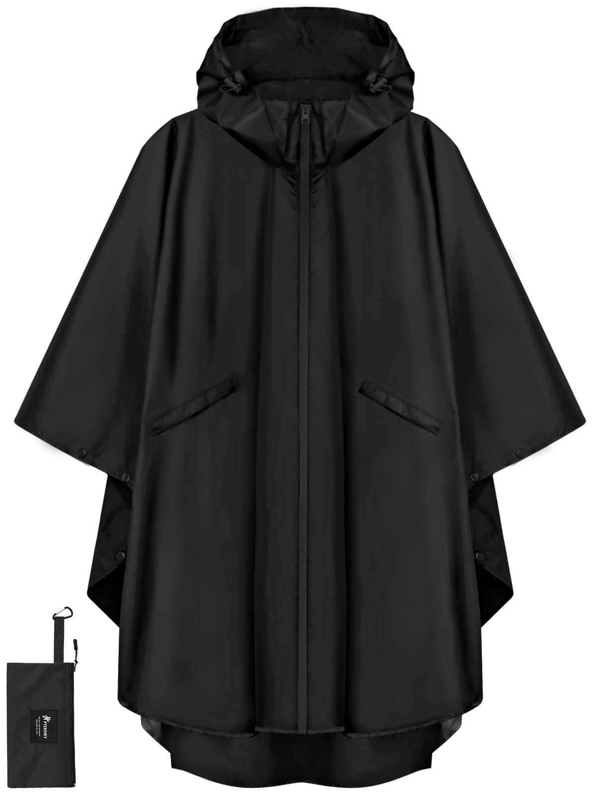Hooded Rain Poncho for Adult with Pocket and Zipper, Waterproof Lightweight Raincoat for Men and Women