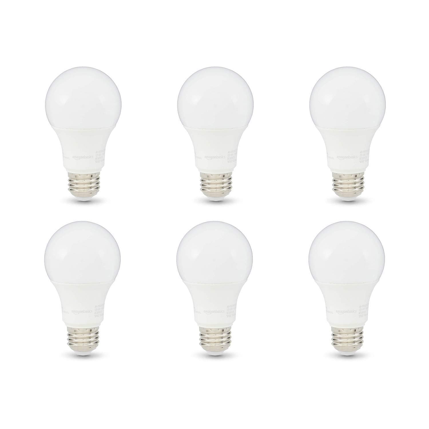 A19 LED Light Bulbs, 75 Watt Equivalent, Energy Efficient 12W, E26 Standard Base, Soft White 2700K, Dimmable, 10,000 Hour Lifetime , 6-Pack